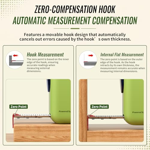 GRENPRO Self-Locking Tape Measure, 10ft/3m Dual Scale, Stiff Blade Green - color: Green