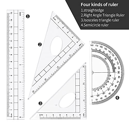 Unjoo Math Geometry Kit Sets 10 Piece Student Supplies, Compass Set, Black - color: Black1