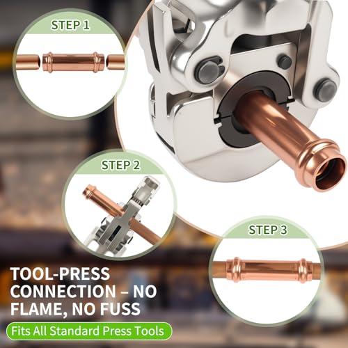 (WDAISY 5 Pack) Industrial-Grade 3/4" Press Copper Fitting – Lead-Free Press Extended Coupling No-Stop, Copper Press Fittings for Plumbing, HVAC, Potable Water, UPC & NSF/ANSI 61 Certified - size: 3/4" copper press extended coupling-5P