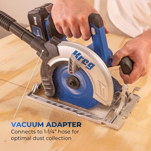 Kreg 20V Ionic Drive 7 1/4" Circular Saw - Powerful Brushless Motor & Built-In Safety Features - LED for Cutline Visibility - Integrated Dust Port Keeps Workspace Clean - Bare Tool - KPTCS725A
