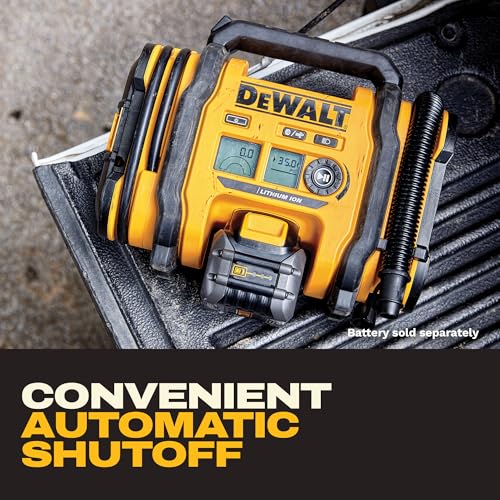 DEWALT Tire Inflator Portable Air Compressor 20V MAX, Car Air Pump with Automatic Shut Off, LED Light, Tool Only (DCC020IB)