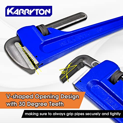 60 Inch Pipe Wrench, Cr-Mo Jaw Opening 9"/228mm Adjustable Heavy Duty Cast Iron Straight Handle Plumbing Wrench, Perfect Plumbers Tool for Oil Field, Plumbing, Construction and Mechanics - size: 60-IN, style: Straight