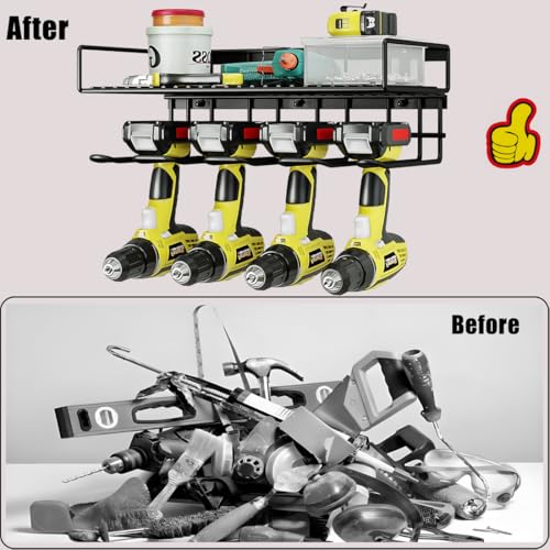 AZERPIAN Power Tool Organizer Heavy Duty Wall Mount Drill Tools Holder - size: 4 Slots 1Layers