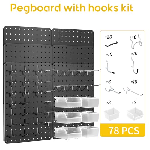Steel Pegboard Tool Wall Organizer, 6Pack 14.76 x 10.82 in, 6 Bins, Black - color: Black, size: 14.76"x10.82"- 6 Pcs