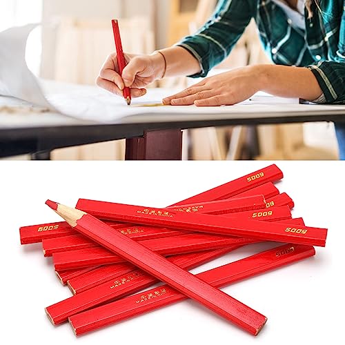 10PCS Carpenter Pencils, 170 mm Octagonal Construction Pencil, Red Woodworking Pencil for Framing, Concrete Marking