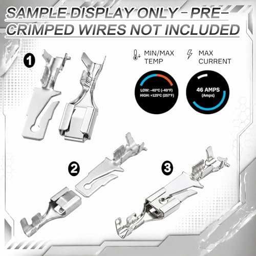 LEIFIDE 100 Pcs Electrical Terminals Kit Compatible with 56 Series, Sliver - color: Sliver