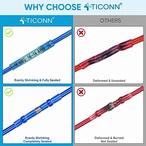 TICONN 1250 Pcs Heat Shrink Wire Connectors, Marine Crimp Ring Terminal Kit - style: 1250PCS Combo