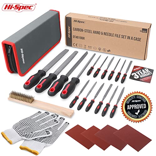 Hi-Spec Metal Hand & Needle File Tool Kit Half-Round Round & Triangle Files - size: 17 pieces