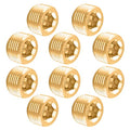 Glarks 10Pcs Brass 3/8'' NPT Male Pipe Plug Fitting Set Internal Hex Thread Socket Pipe Plug Kit - size: 3/8''NPT