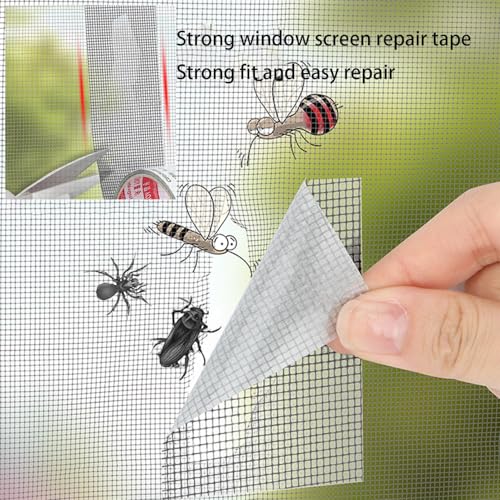 Window Screen Repair Tape（2" W×80" L） Strong Adhesive Screen Repair Tape Fiberglass Screen Tape Mesh Repair for Covering Windows or Doors Pet Mesh Cage Tears Holes（White） - color: White-2"x 80"
