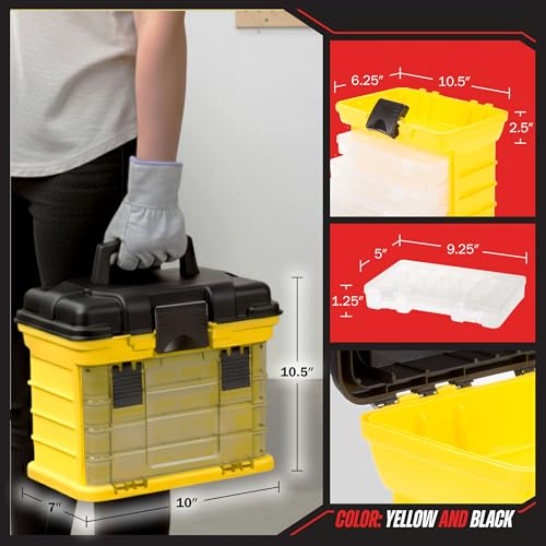 Stalwart Portable Tool Box Small Parts Organizer, Yellow - color: Yellow