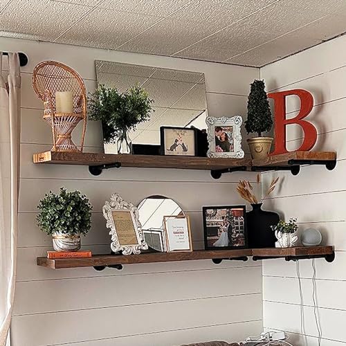 6 Pack Pipe Shelf Brackets 8 Inch, Industrial Iron Pipe Floating Shelves Bracket Heavy Duty Metal Shelving Brackets for DIY Shelves - size: 8 inch - 6 Pack