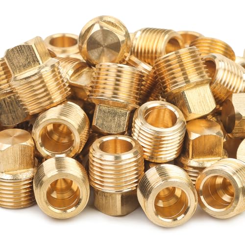 LTWFITTING Brass Pipe Square Head Plug Fittings 3/8 Inch Male NPT Air Fuel Water Boat(Pack of 300) - size: 3/8" Male NPT