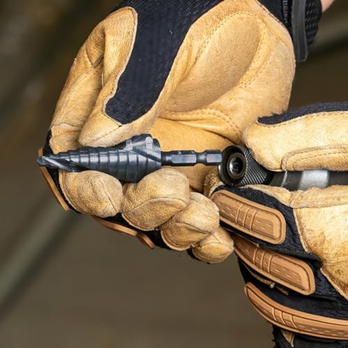Klein Tools QRSTSPRO Premium 3-Piece Electrician's Step Bit Set with Cutting Oil, Modular Case, Impact Rated Quick Release, Double Spiral Flutes - size: 3-Piece Set (Large), style: Quick Release