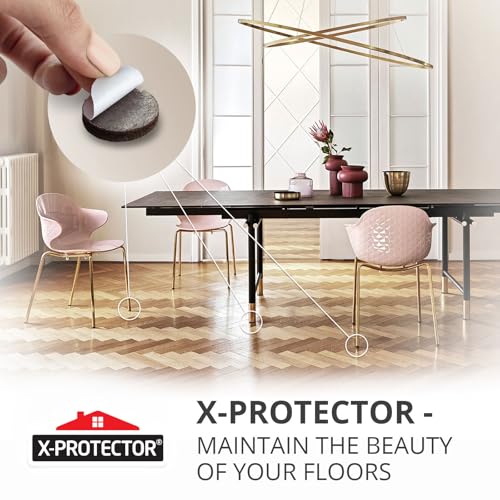 X-PROTECTOR Felt Furniture Pads - 32 PCS 1 1/2" Floor Protectors for Chair - size: 1 1/2" 32 Brown, Round
