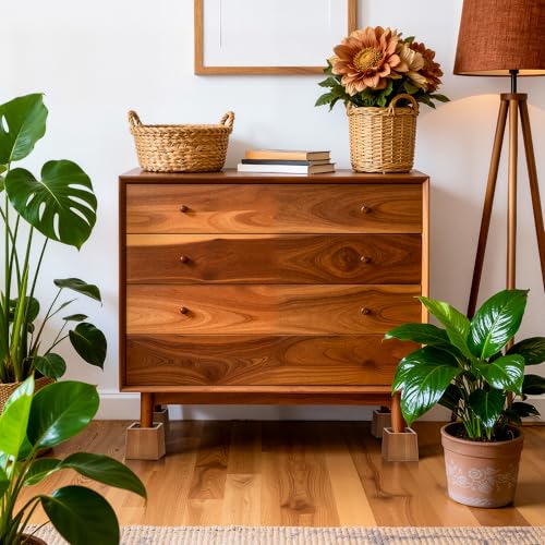 Wooden Bed Risers 3 Inch Heavy Duty, Support 2500 lbs, Brown - color: Retro Brown, size: 3"H(Inner 2"H)