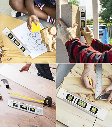 DOWELL 9 Inch Magnetic Spirit Level, Leveler Tool, 1-Pack, White - color: 1pcs-white
