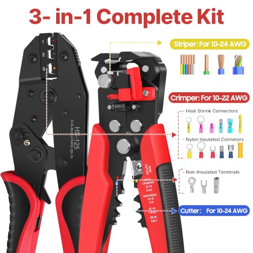 Kuject Wire Stripper Crimping Tool for Heat Shrink Connectors