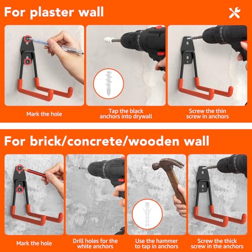 32-Pack Heavy Duty Wall Mount Garage Hooks - color: 32 Pack Orange
