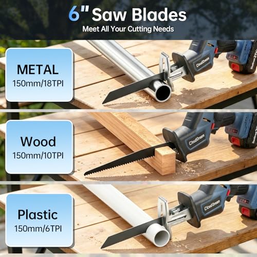 CloudDream Cordless Reciprocating Saw, 3500 SPM, Brushless, 2-Battery Kit