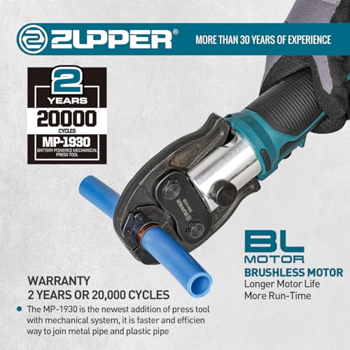 ZUPPER Mini PEX Crimp Tool Kit for 1/2", 3/4", 1" PEX Pipe Copper Rings - style: MP-1930 (kit with 3 PEX Crimp Dies F1807 1/2", 3/4", 1")