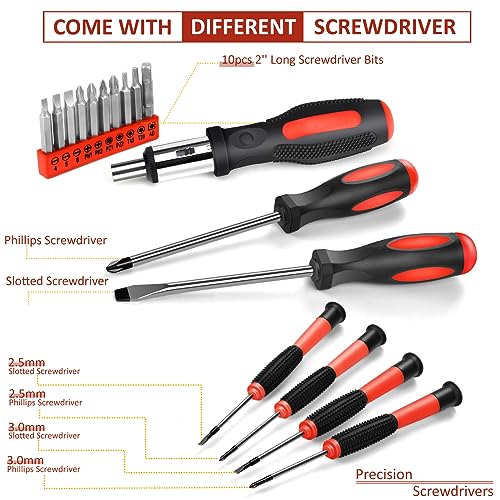 Sundpey 148 Pcs Portable Basic Hand Repair Home Tool Kit Set with Case Red - color: Red