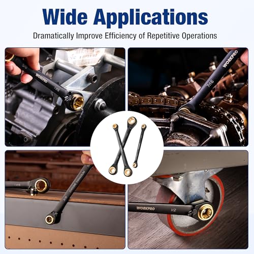 WORKPRO 3 PCS 4-in-1 Reversible Ratcheting Wrench Set, SAE, Double Box End - style: SAE
