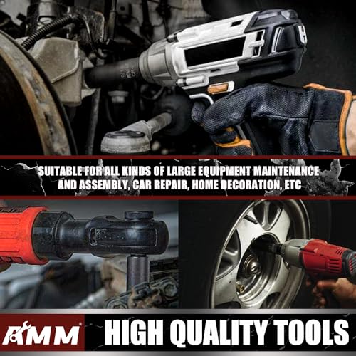 AMM 3/8" Drive Impact Socket Set, 48-Piece Standard SAE (5/16 to 3/4 inch) and Metric (8-22mm) Size, 3" and 6" Drive Extension Bar, Impact Universal Joint, 3/8" to 1/2" Impact Adaptor, CR-V - size: 3/8" Impact Socket Set