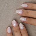 CurvLife Extra Short Oval Press On Nails, Nude Harmony Milky White, Soft Gel - color: B5 - Nude Harmony