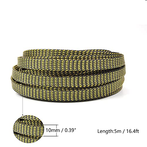 Othmro 5m/16.4ft PET Expandable Braid Cable Sleeving Flexible Wire Mesh Sleeve Black Gold,for TV Audio PC Cords Protect from Pets Chewing - color: Black Gold, size: 10mmx5m