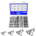newlng Screws and Nuts M3 M4 M5 M6 Bolts and Nuts kit 520pcs 304 Stainless Steel Metric Hex Socket Head Cap Machine Screws Flat Washers Spring Washers Assortment Kit - size: E M3456