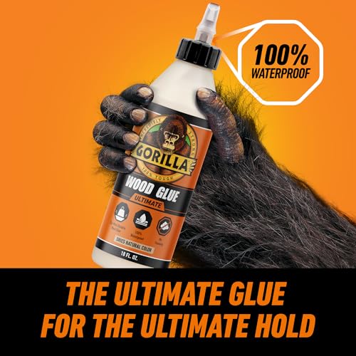 Gorilla Ultimate Waterproof Wood Glue, Natural Color, 18 oz - size: 18oz, style: 1 Pack Bottle