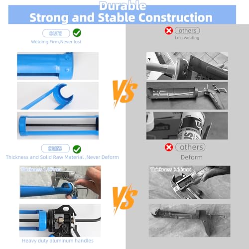 PRO Caulk Gun Kit Heavy Duty Silicone Caulking Gun Thrust Ratio 25:1 No-drip Rotating Barrel and Caulking Tools,Sealant Tools Grout Scraper For Kitchen Bathroom Sink Joint,With Gift Box - style: Professional Plus