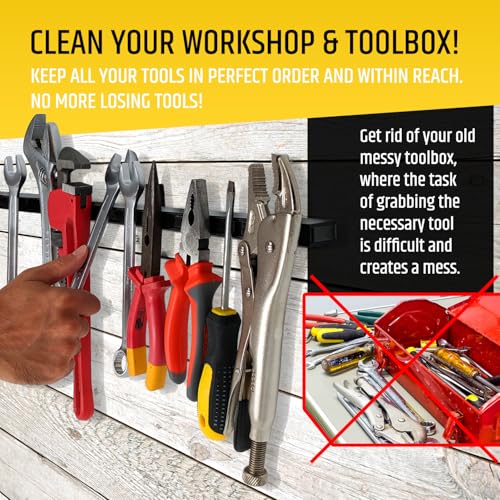 HMmagnets 24" Heavy-Duty Magnetic Tool Holder (Upgraded Version) - Extremely Powerful Magnetic Pull Force to Hold Heavy Tools - Professional Space-Saving Magnetic Bar - Tool Organizer Rack/Strip - size: 24"