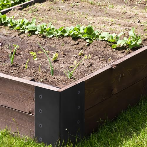 4 Pack Raised Garden Bed Corner Brackets, 3"x 3" x 6" Metal Corner Brackets for 9"-12" Garden Bed with Screws for Wood Frame, Flower or Vegetable Planter Garden - style: Matte black -4pack