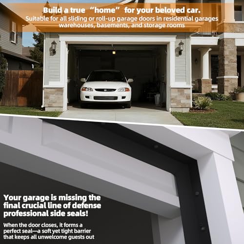 Elvone Garage Door Seal Top and Sides with Nails, 40 FT, Black - color: Black, size: 40ft