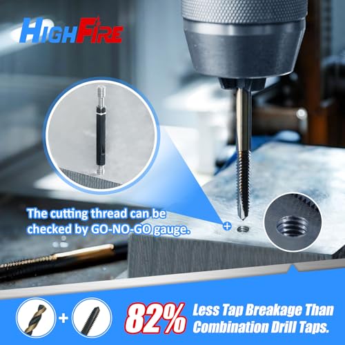 HighFire 10-Piece Hex Shank Drill and Tap Set for Metal, Impact Drill Bit Set, Upgrade Combination of Drill and Tap Set 6-32 UNC to 1/4-20 UNC, MRO & Industrial Grade, DIY Hex Screwdriver - size: 10pcs tap&drill
