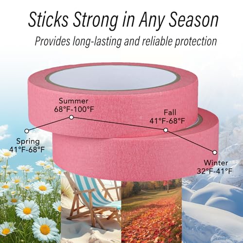 2 Pack Pink Painters Tape - Pink Masking Tape 1 Inch Wide - Multi-Surface, Smart Adhesion, Indoor & Outdoor - Paint Tape for DIY, Labeling, Art, Car, General Purpose - 180FT Total - color: Pink