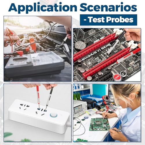 2 Wire 30 ft Retractable Test Leads with 4 mm Banana Plugs, 18 AWG Multimeter Test Leads with 4 Alligator Clips, 2 Test Probes and 2 Wire Piercing Probes, Test Lead Kit for Testing Electrical Circuits