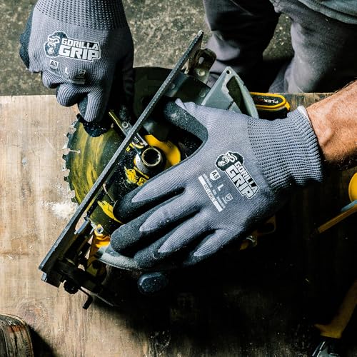Gorilla Grip Work Gloves, Medium, 1 Pair, Gray and Black - color: Grey A3, size: Medium