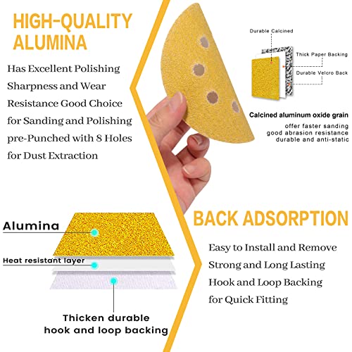 100PCS 5 Inch Sanding Discs 400 Grit Random Orbit Sander Sandpaper - style: Advanced Aluminum Oxide