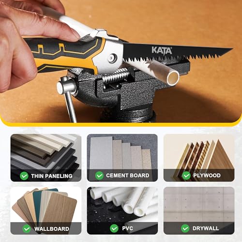 KATA Folding Drywall Saw with Sheath, Sharp Hardened Blade Jab Saw for DIY - color: Black