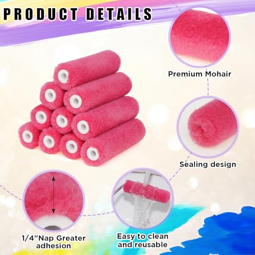 4 Inch Mohair Paint Roller Covers, 16Pcs Paint Roller Covers with Frame Kit