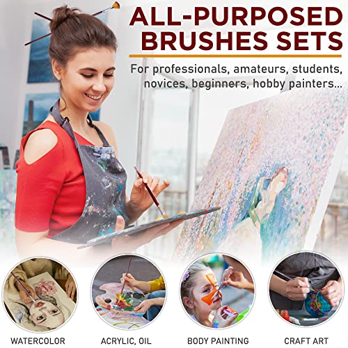 DUGATO Artist Paint Brush Set, 13-Piece Long Handle Oil Paint Brushes