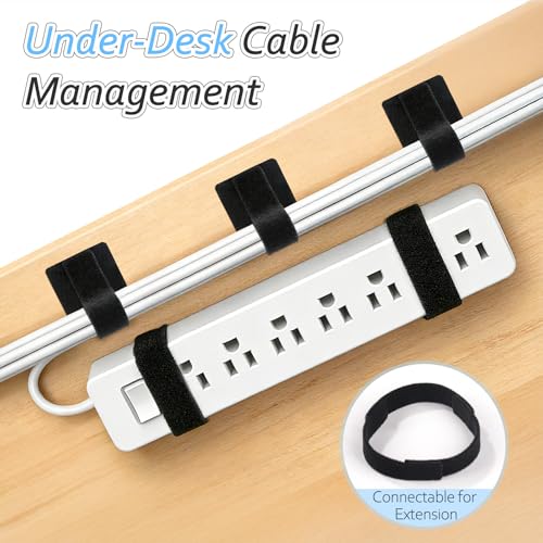 Cable Management Under Desk Detachable Cable Straps, Black, 20 Pack - color: Black