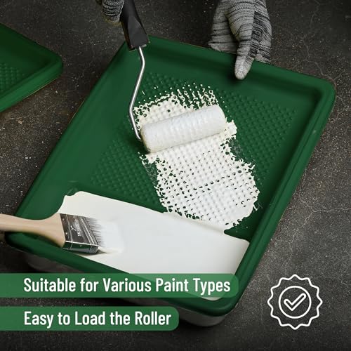 Bates- Paint Tray Liner, 9 Inch, 10 pcs, Green Paint Pans Trays, Plastic Paint Tray, Roller Tray Liners - color: Green, size: 10 Pack 9 Inch