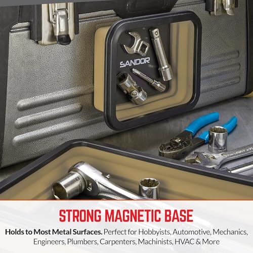 Collapsible Magnetic Parts Tray Set - 3 Different Size Tool Trays - Khaki - color: Khaki