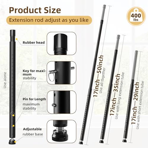1-Pack Sliding Door and Window Security Bars, 17-50 Inch, Black - color: Black - 1 Pack