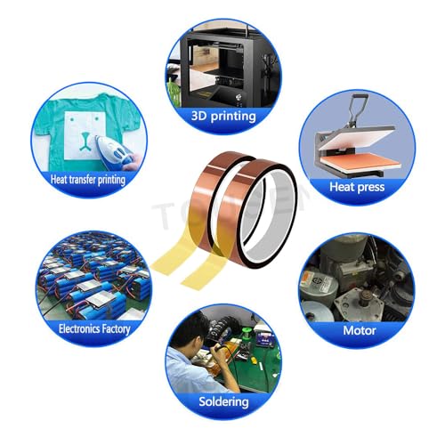 High Temperature Tape Polyimide Tape Heat Resistant Tape Heat Transfer Tape for Masking,3D Printing,Electric Task,Soldering & Insulation 12mm × 108FT ×1ROLL - size: 0.05 × 12mm × 108FT