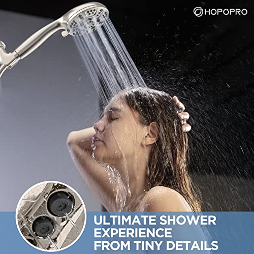 HOPOPRO High Pressure Handheld Shower Head Set with 6 Modes, Brushed Nickle - color: Brushed Nickel, style: 6 Modes